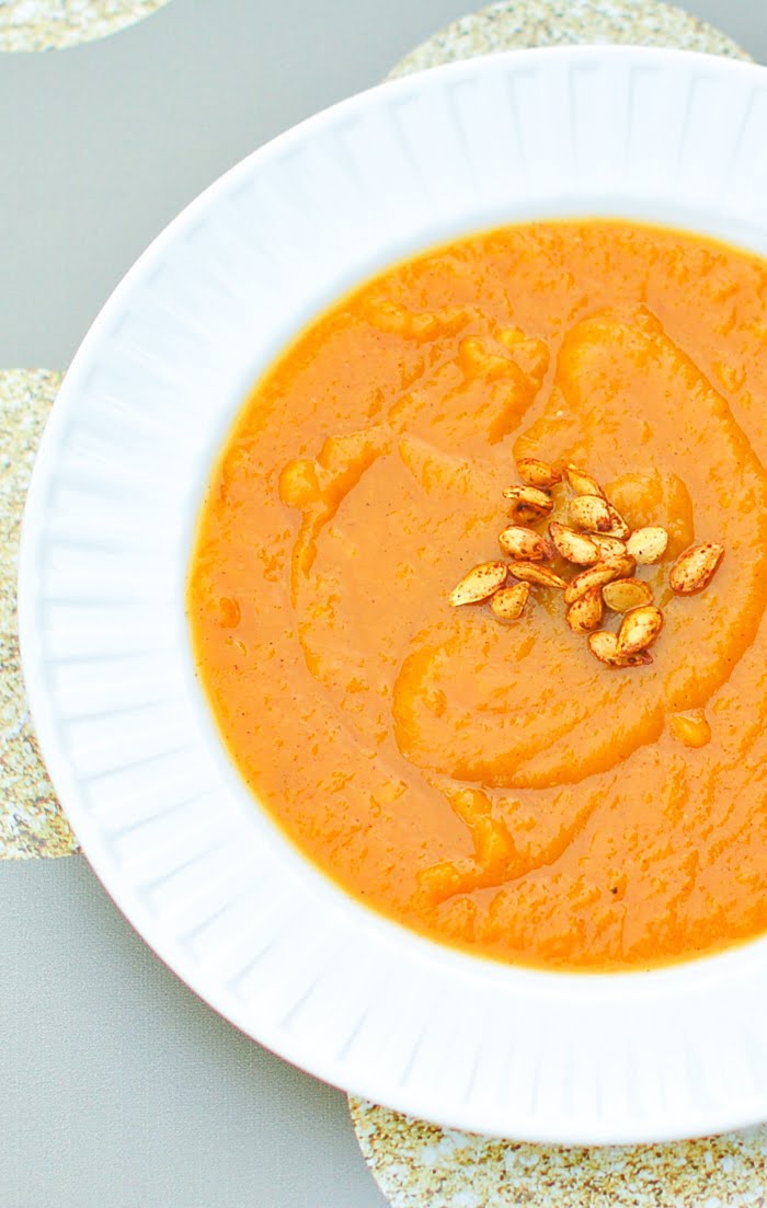 Roasted Butternut Squash Sweet Potato Soup {Vegan, Gluten Free}