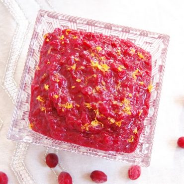 Overhead low sugar Orange-Ginger Cranberry Sauce