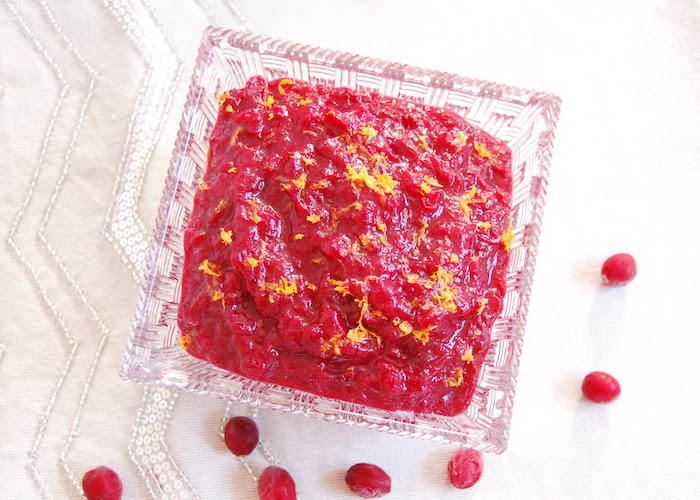 Overhead low sugar Orange-Ginger Cranberry Sauce