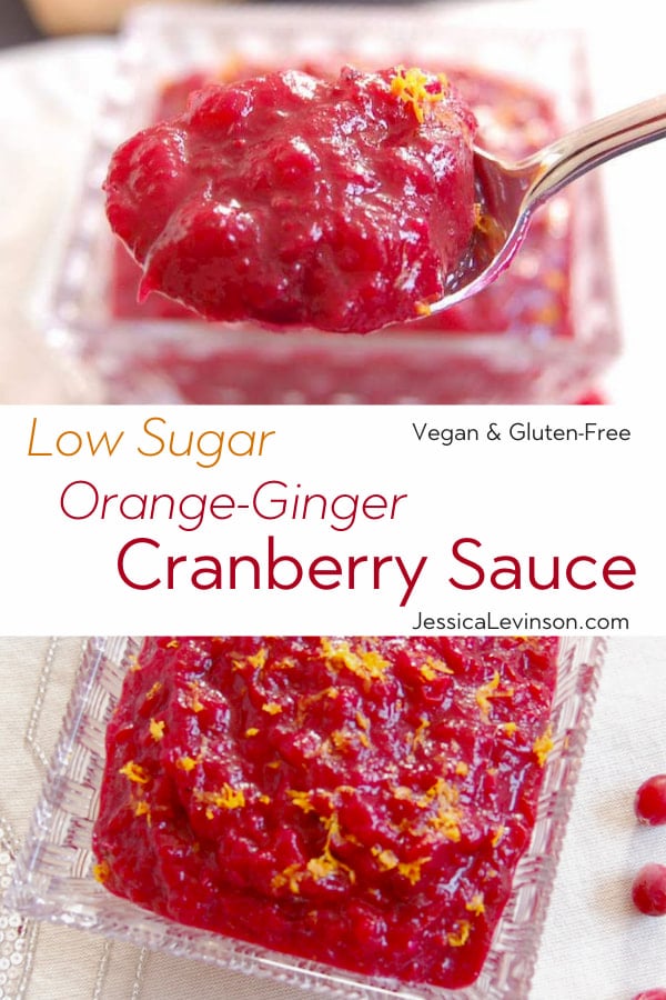 low sugar orange ginger cranberry sauce pin