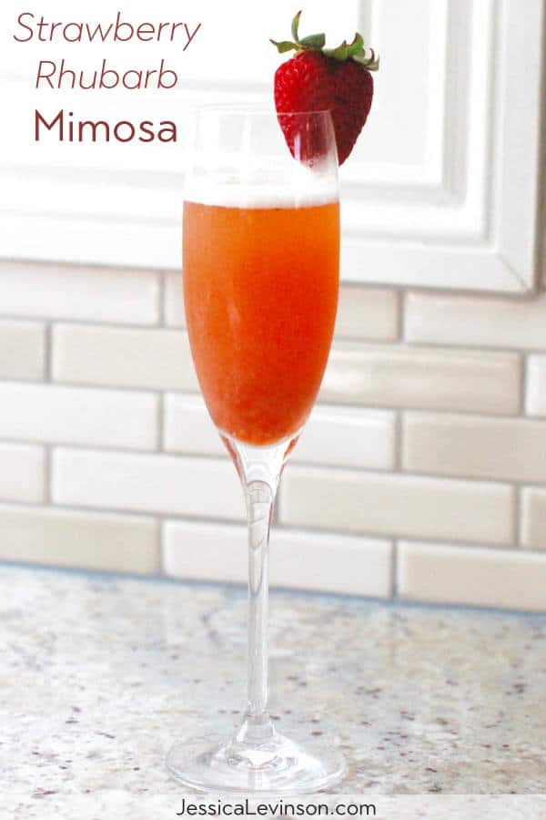 Strawberry Rhubarb Mimosa with Text Overlay
