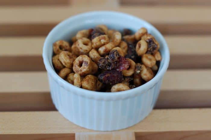 Peanut Butter Trail Mix in White Dish