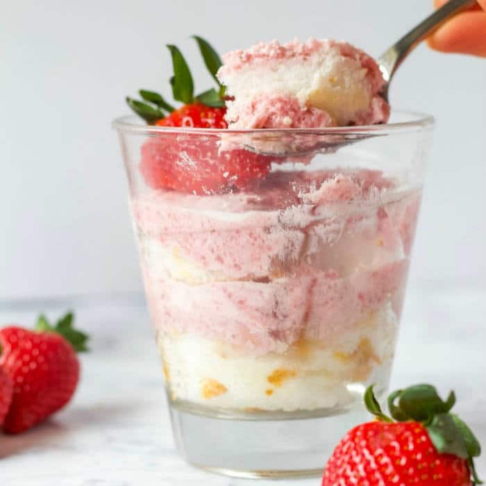Spoonful of No-Bake Strawberry Mousse Parfaits