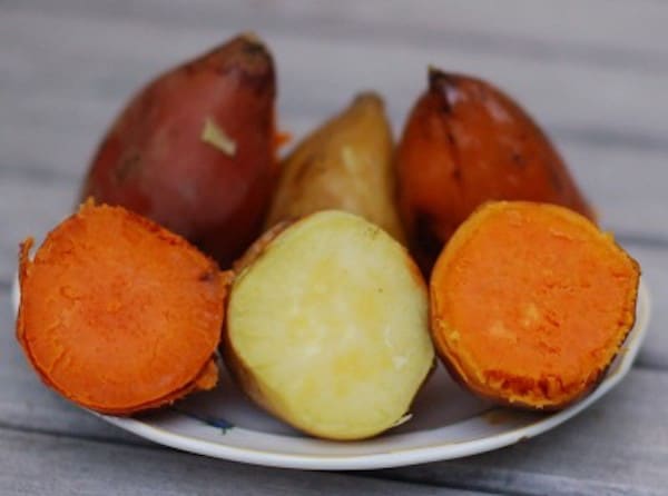Cut Sweetpotatoes on Plate