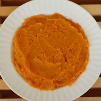 Two Ingredient Mashed Sweet Potatoes Overhead in Bowl