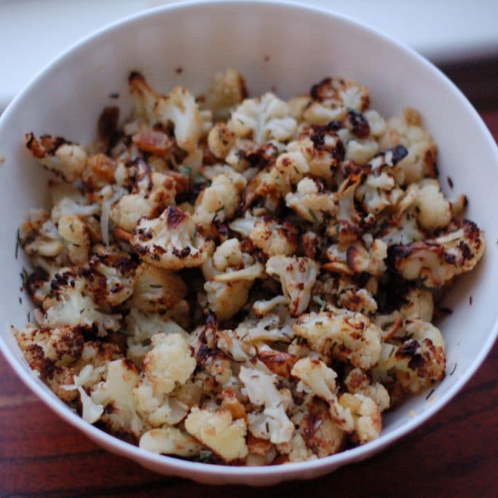 Rosemary-Roasted Cauliflower w Raisins