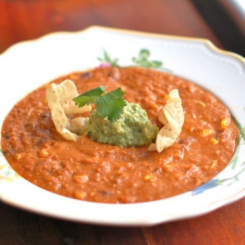 Corn Tortilla Soup with Black Beans