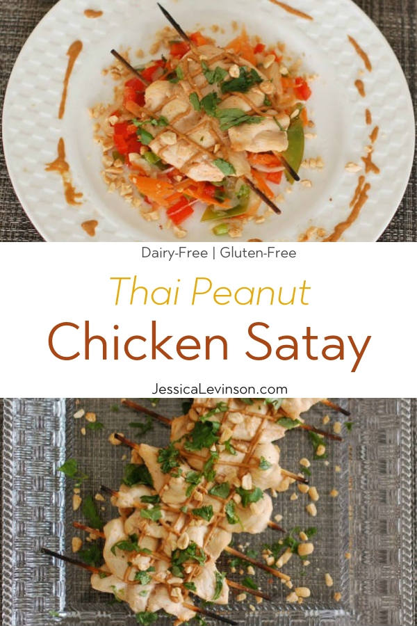 Thai Peanut Chicken Satay with Text Overlay