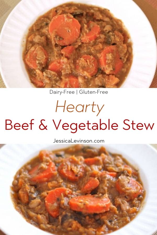 Hearty Beef and Vegetable Stew Collage with Text Overlay