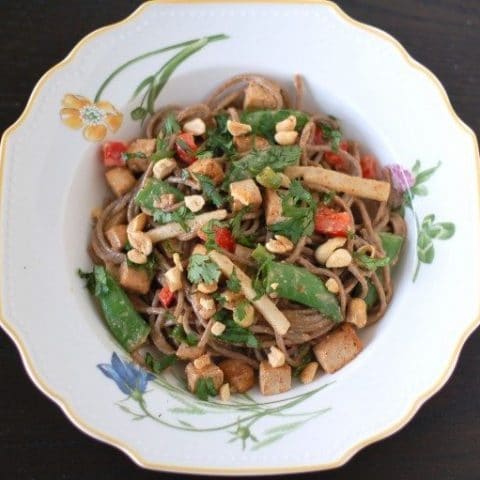 Peanut Soba Noodles combine pantry staples to make a healthier version of a classic takeout favorite. Add in some seasonal vegetables and crispy baked tofu for a balanced meal your family will ask for over and over again!