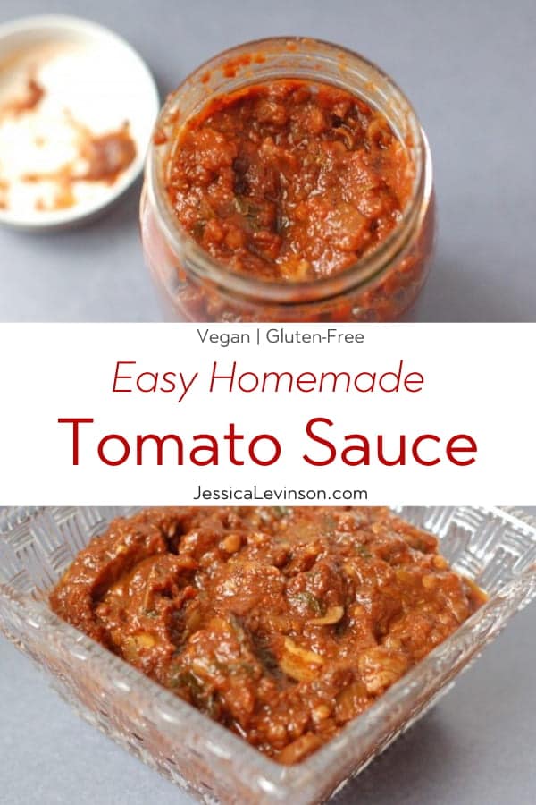Easy Homemade Tomato Sauce Recipe Collage with Text Overlay