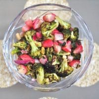 This Broccoli Radish Salad is a quick and easy weeknight salad with some savory and sweet flavors and a bit of zing from the lemon mint vinaigrette. @JlevinsonRD