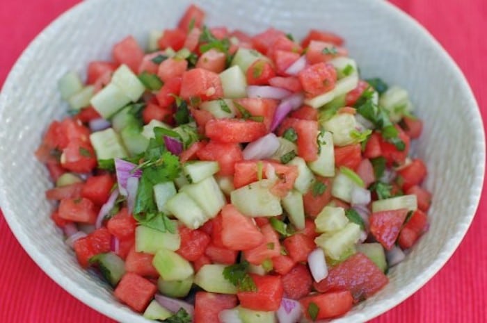 Watermelon Salsa in Bowl Close Up