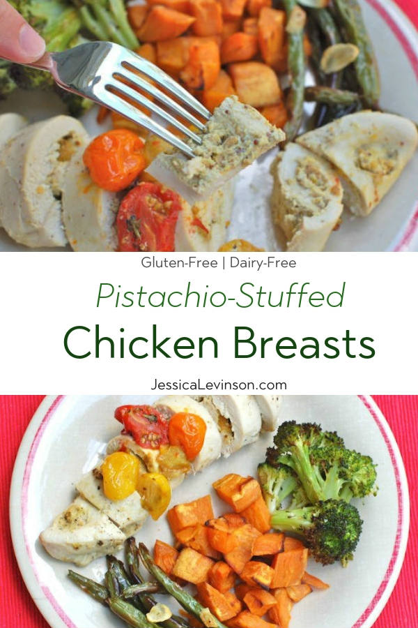 Pistachio-Stuffed Chicken Breasts Recipe with Text Overlay