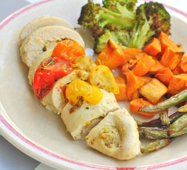 Pistachio-Stuffed Chicken on Plate