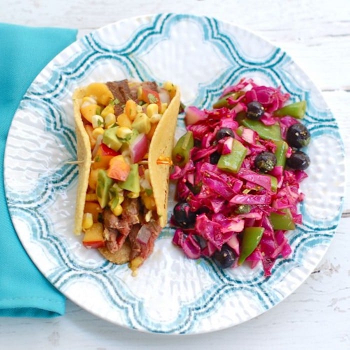 Soy-Marinated Steak Tacos with Red Cabbage Slaw