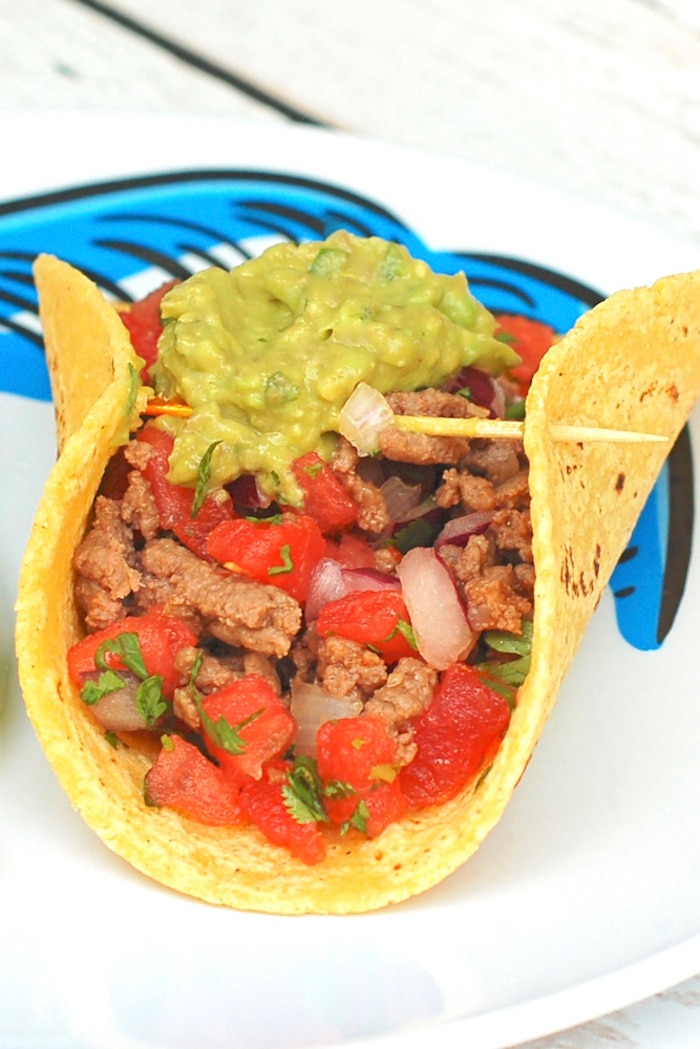 Chipotle Beef Tacos Topped with Guacamole