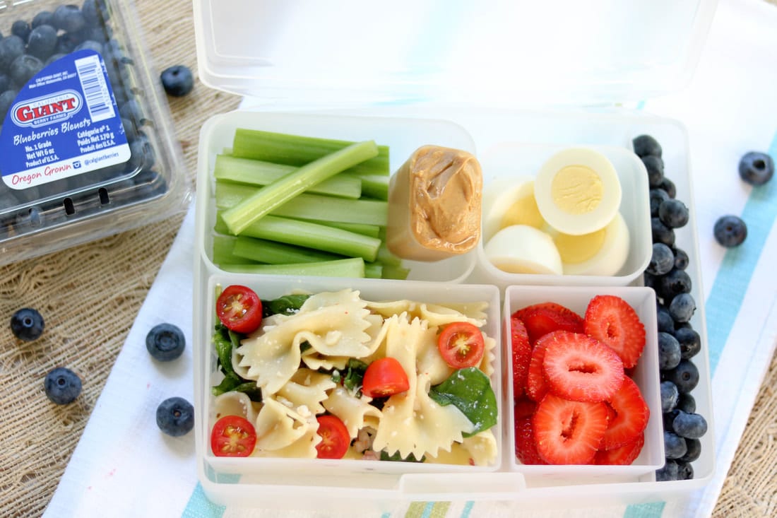 Pasta Salad Bento Box with Berries @ Kiss in the Kitchen