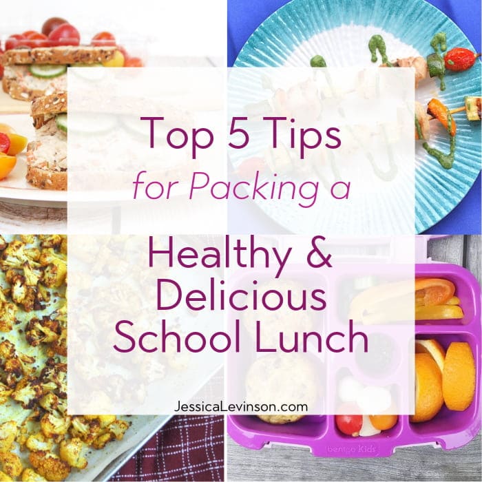 Tips for Packing a Healthy and Delicious School Lunch Square Collage with Text Overlay