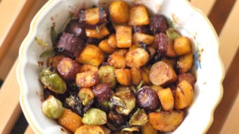 Image for Miso-Roasted Brussels Sprouts and Root Veggies