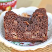 Rich chocolate pear bread is easy to make, moist, and delicious. Plus it’s a good source of fiber and calcium. Vegetarian and nut-free.