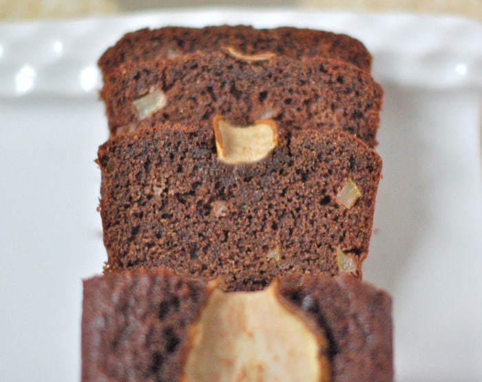 sliced chocolate pear bread