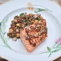 This sweet and tangy orange maple salmon takes less than 30 minutes to make, has only five ingredients, and is gluten-free and dairy-free. It's also a hit with the kids! All around a perfect weeknight meal for the family! Get the recipe at JessicaLevinson.com #salmon #maplesyrup #glutenfree #dairyfree #fishrecipes #easy #quick