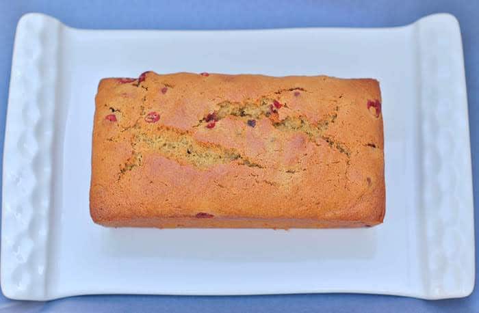 Cranberry Orange Bread Loaf on Plate