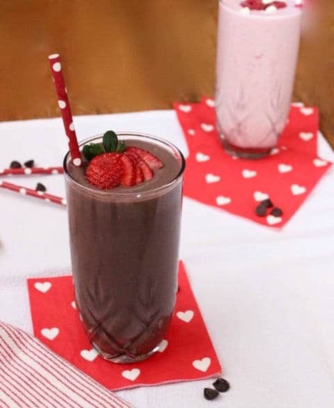 Dark Chocolate Strawberry Smoothie in Cups