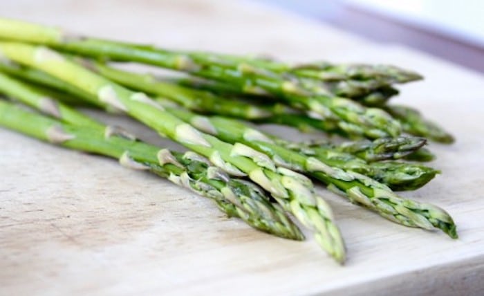 Asparagus Spears on cutting board