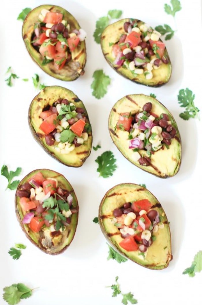 Grilled Avocados on White Background