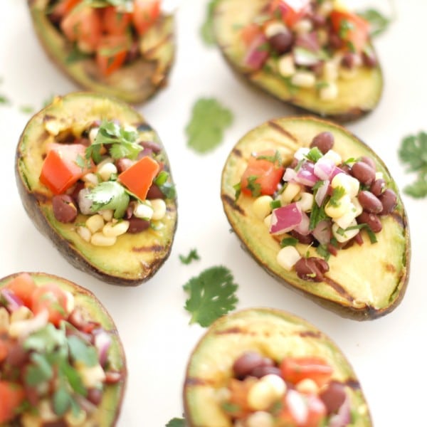 Grilled Avocados Filled with Corn Black Bean Salsa