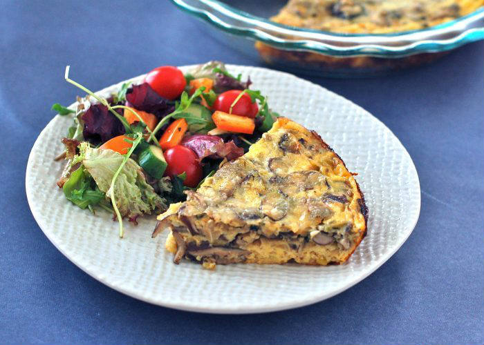 Baked Mushroom Leek Frittata on Plate