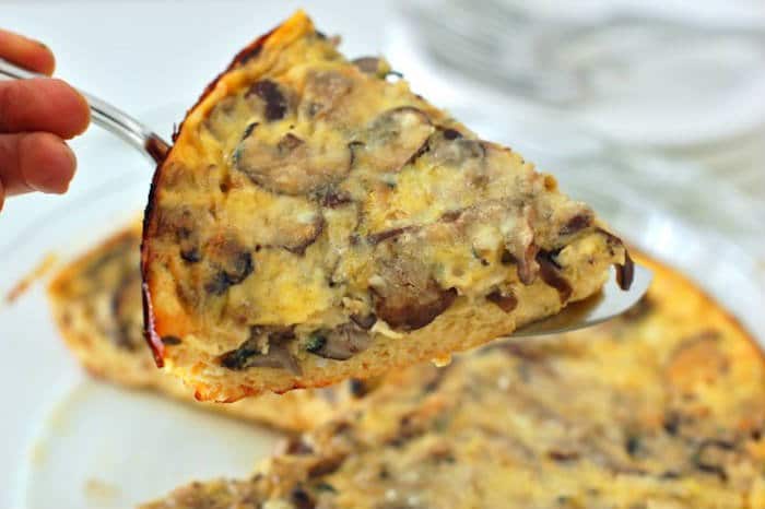 Baked Mushroom Leek Frittata Slice