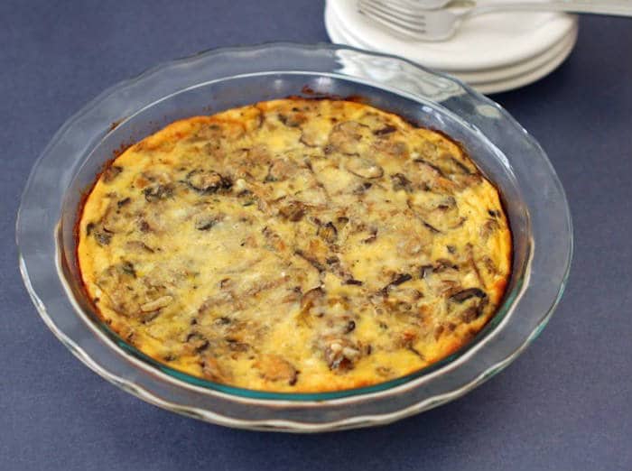 Baked Mushroom Leek Frittata in Pan