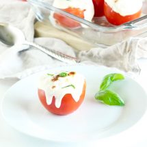 Learn about the varieties, health benefits, & culinary uses of fresh summer tomatoes. Then enjoy delicious & healthy Caprese Couscous Stuffed Tomatoes! Get the quick and easy, vegetarian recipe @jlevinsonrd.