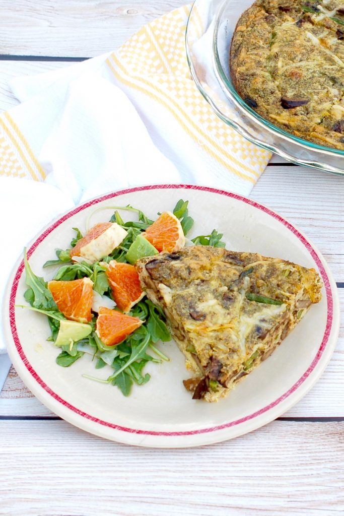 Mushroom Asparagus Pesto Frittata {Vegetarian, GlutenFree}