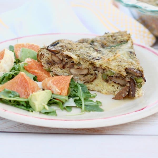 Mushroom Asparagus Pesto Frittata {Vegetarian, GlutenFree}