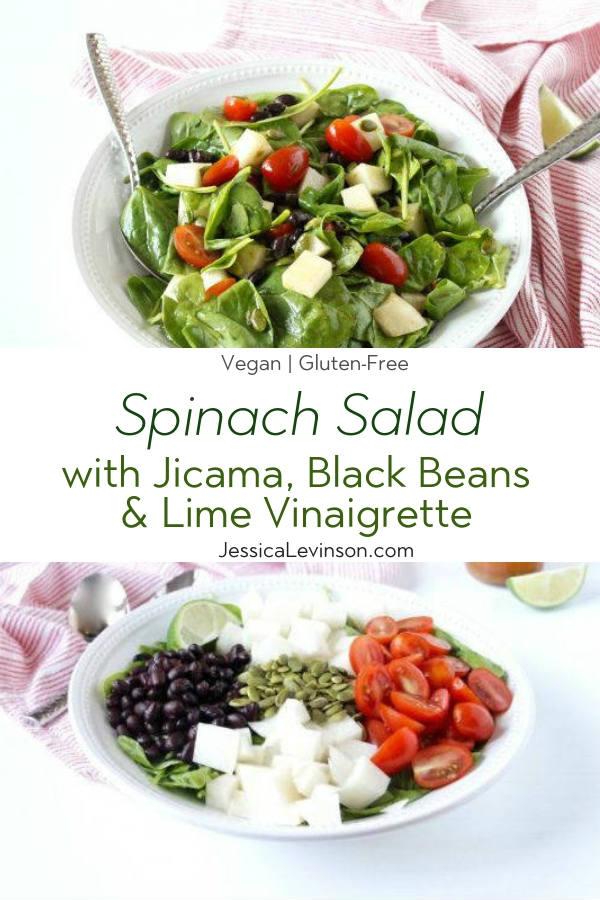 Spinach Salad with Jicama with Text Overlay