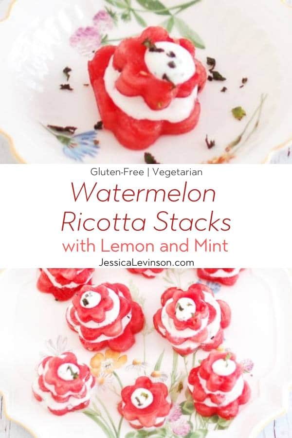 Watermelon Ricotta Stacks Collage with Text Overlay