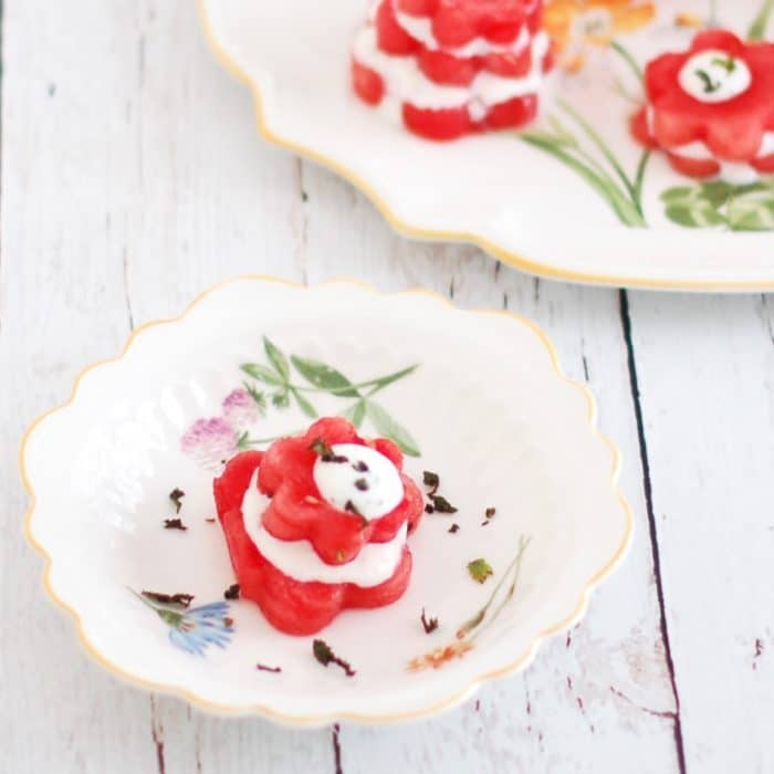 Watermelon Ricotta Stack on Plate