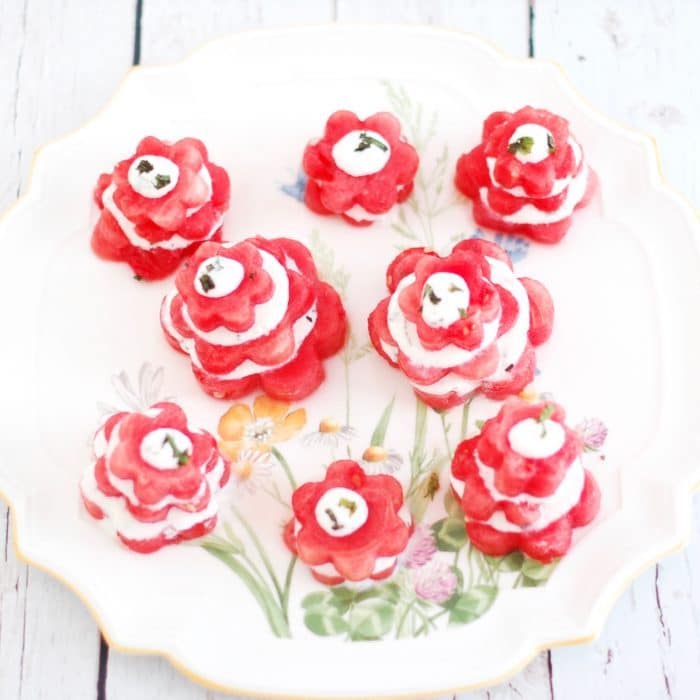 Watermelon Ricotta Stacks on Serving Platter