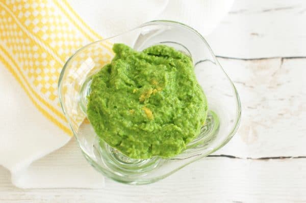 Overhead 3 ingredient minty pea dip