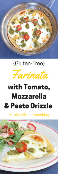 Farinata with Tomato, Mozzarella, & Pesto Drizzle {Gluten-Free, Vegetarian}