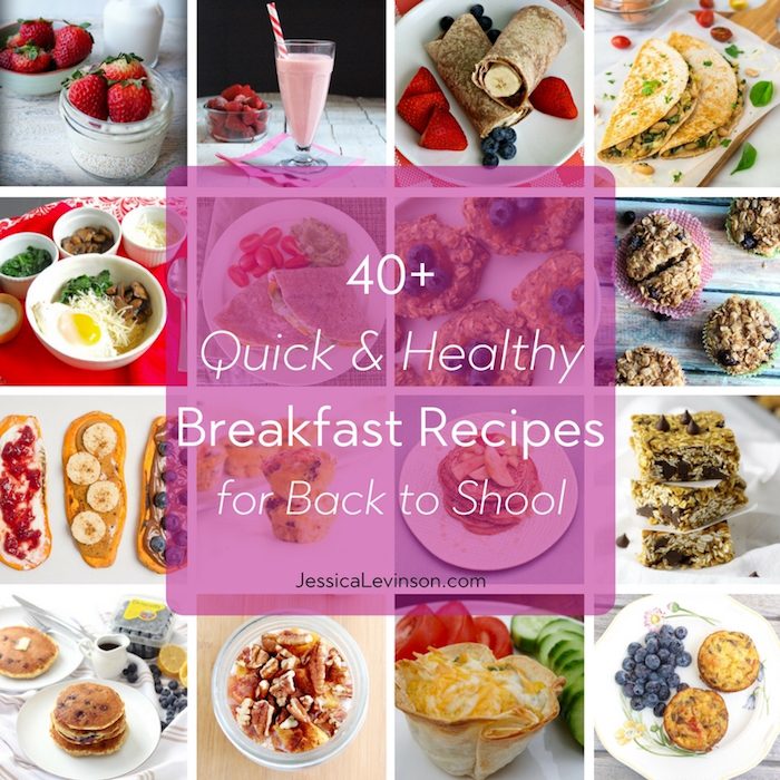 Quick and Healthy Breakfast Recipes Square Collage with Text Overlay