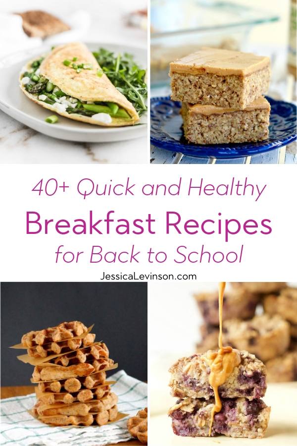 Quick and Healthy Breakfasts Collage with Text Overlay