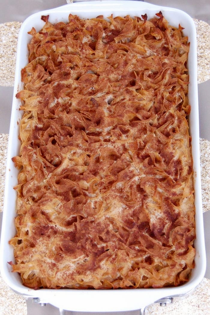 cinnamon apple noodle kugel casserole