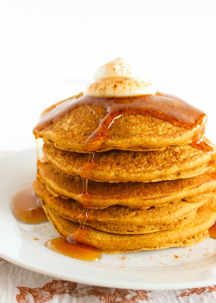 Healthier Pumpkin Pancakes Close Up