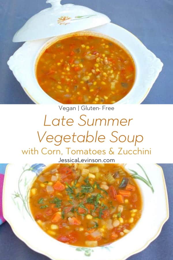 Late Summer Vegetable Soup Collage with Text Overlay