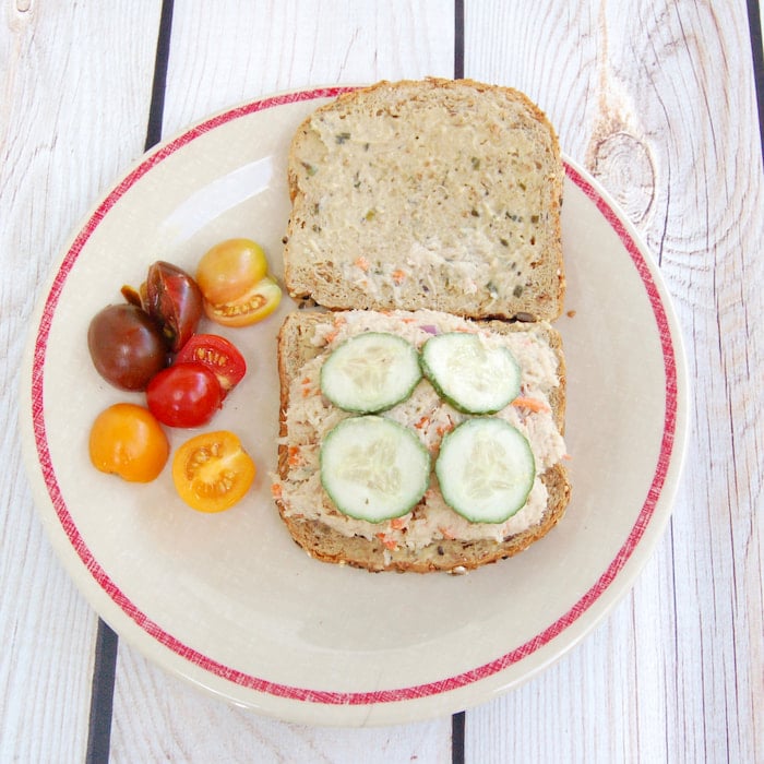 open face tuna salad sandwich